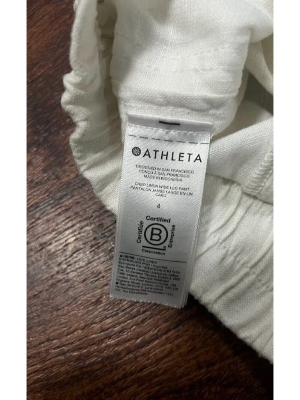 Athleta Size 4 Cargo Linen Wide-Leg Flowy Pants White Drawstring - Picture 5 of 8